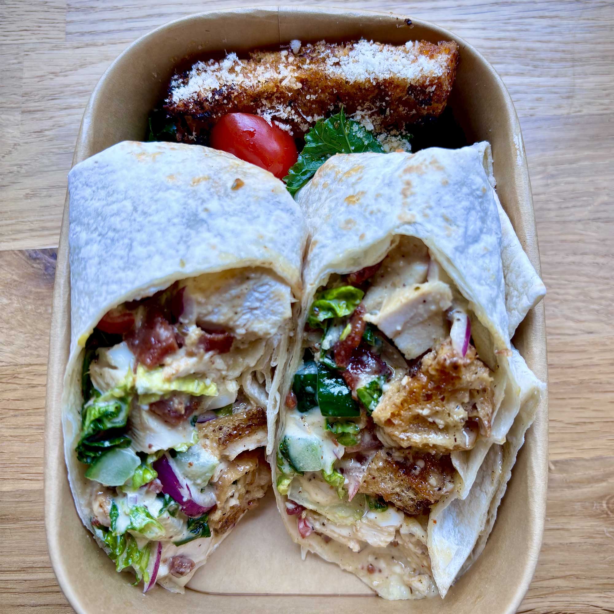 High Protein Chicken Caesar Wrap